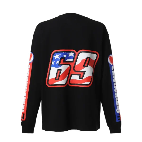 Black Emotionally Unavailable Racing LS Tee Back