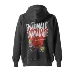 Black Emotionally Unavailable Heart Cartoon Hoodie-Blk Back