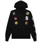 Black Emotionally Unavailable Patches Hoodie Back
