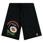 Black Emotionally Unavailable Flower Sweatshorts