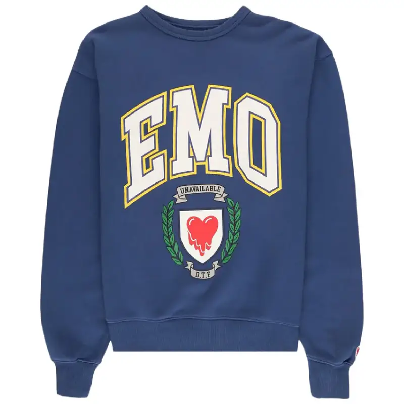 Navy Emotionally Unavailable Emo Crewneck - Emotionally Unavailable Navy Emotionally Unavailable Emo Crewneck