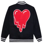 Navy Emotionally Unavailable Melting Heart Varsity Jacket Back