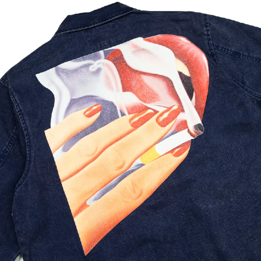 Navy Emotionally Unavailable X Tom Wesselmann Smoking Lips Pocket Jacket Back