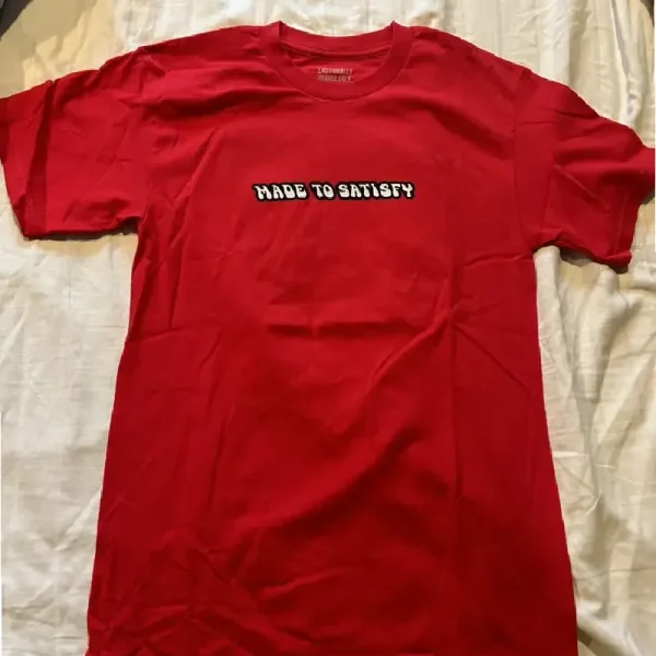 Red Emotionally Unavailable Made to Satisfy T-Shirt back
