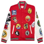 Red Emotionally Unavailable Patches Varsity Jacket -