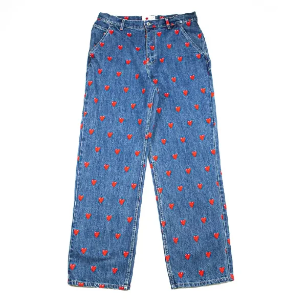 Blue Emotionally Unavailable Logo Pattern Denim Pant