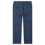 Washed Blue Emotionally Unavailable Logo Pattern Denim Pants Back