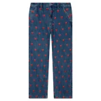 Washed Blue Emotionally Unavailable Logo Pattern Denim Pants