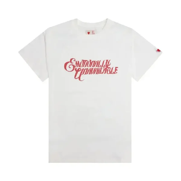 White Emotionally Unavailable Script T-Shirt