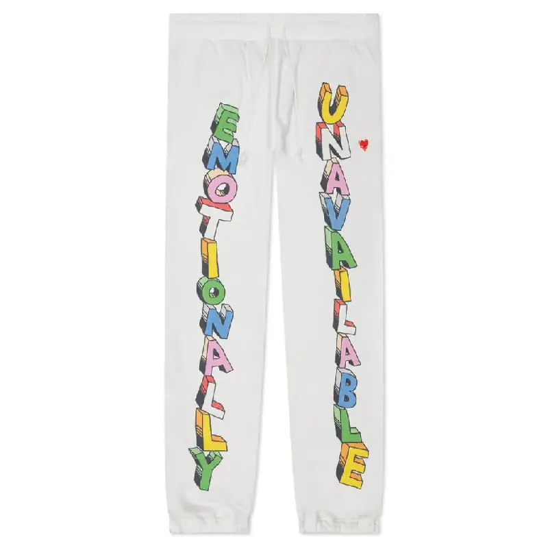 White Emotionally Unavailable Wordplay Sweatpant - EU White Emotionally Unavailable Wordplay Sweatpant