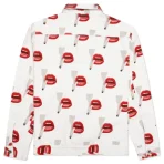White Emotionally Unavailable X Tom Wesselmann Smoking Lips Jacket Back