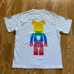 White Emotionally Unavailable Gradient Bear Brick Tee back