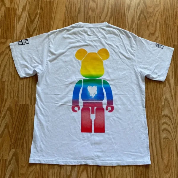 White Emotionally Unavailable Gradient Bear Brick Tee back