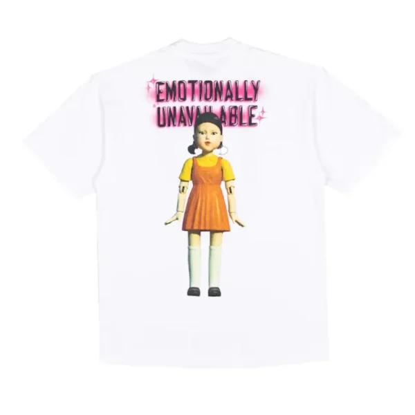 White Emotionally Unavailable x Squid Games Doll T-shirt Back