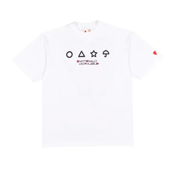 White Emotionally Unavailable x Squid Games Heart Logo Tee