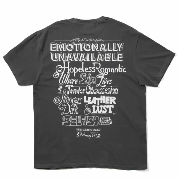 Black Emotionally Unavailable February 14th Tee Back