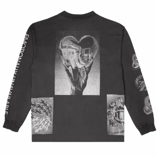 Black Emotionally Unavailable Long Sleeve Hand Tee Back
