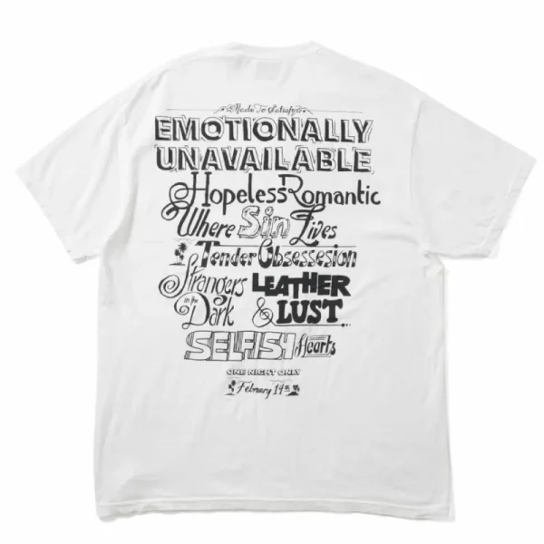 White Emotionally Unavailable February 14th Tee Back